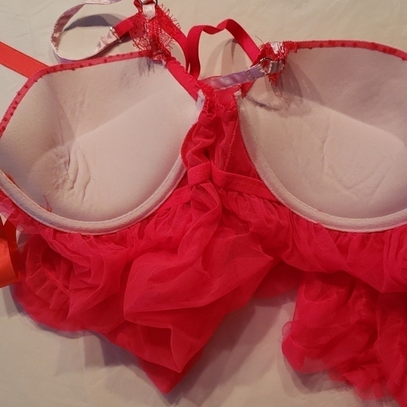 VICTORIAS Secret 34D Hot Pink Baby Doll Negligee - Picture 8 of 11